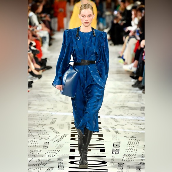 STELLA MCCARTNEY F/W 2019 Horse Jacquard Silk Midi Dress on Blue